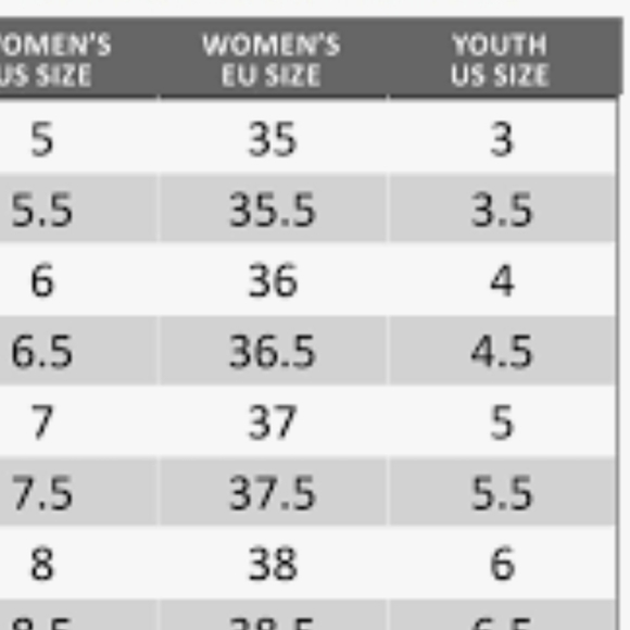 Mens Womens & youth shoe conversion chart!! - Picture 5 of 7